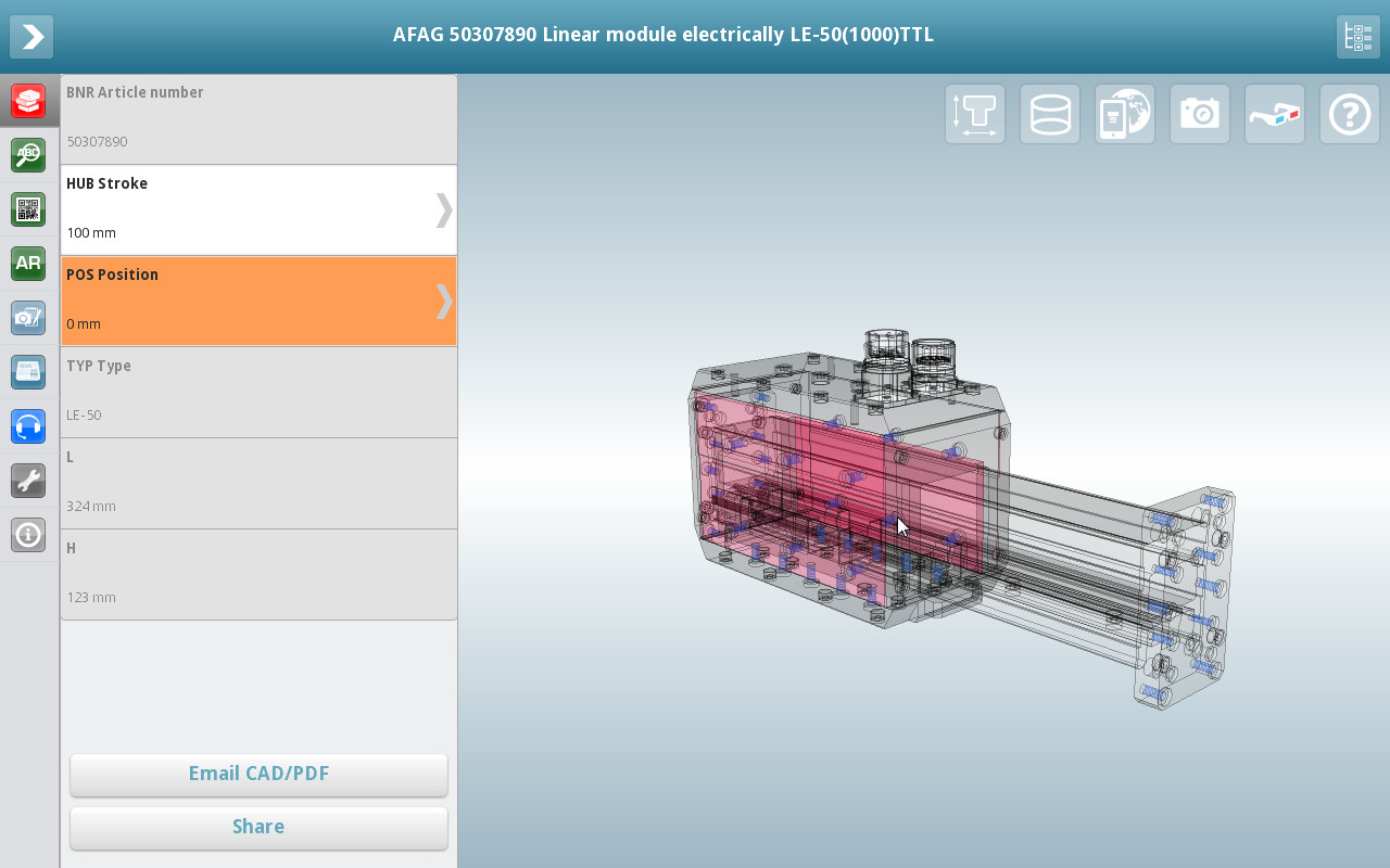 3D CAD Modelle App von CADENAS mit Transparenzfunktion