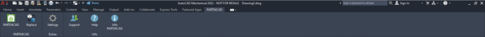 Screenshot aus AutoCAD mit aktiviertem PARTS4CAD Plugin