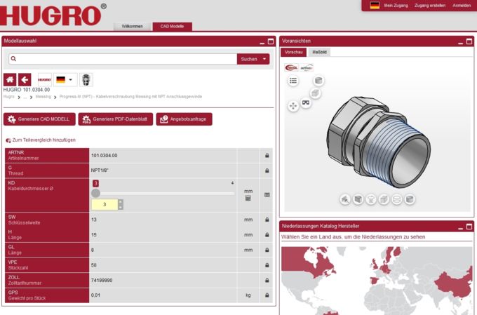 3D CAD Downloadportal PARTcommunity von HUGRO