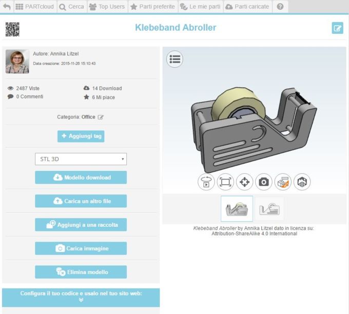 Dopo il caricamento il modello CAD 3D appare nella propria raccolta