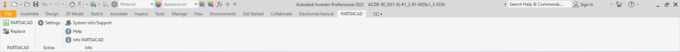 Screenshot aus Inventor mit aktiviertem PARTS4CAD Plugin