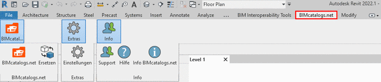 Revit mit aktiviertem PARTS4CAD Plugin