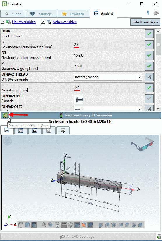 Suchergebnisfilter an