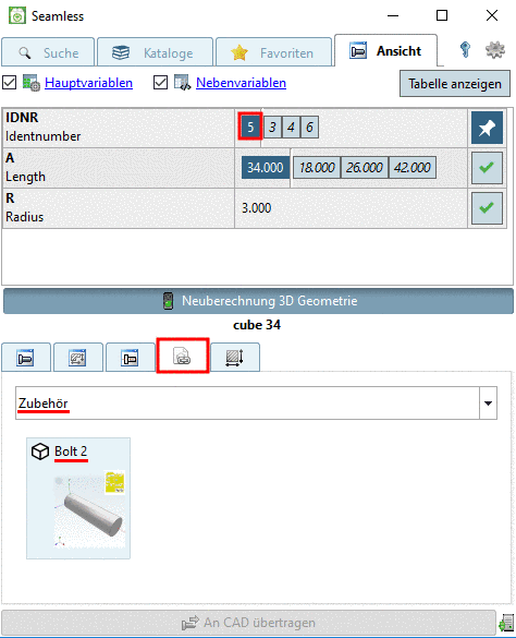 Auswahl einer Ausprägung mit IDNR = 5