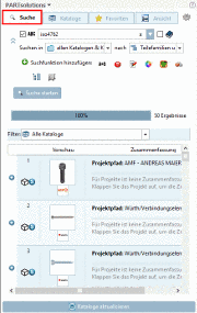 Registerseite "Suche"