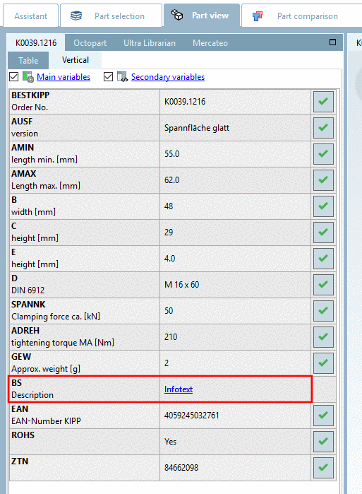 Column with infotext