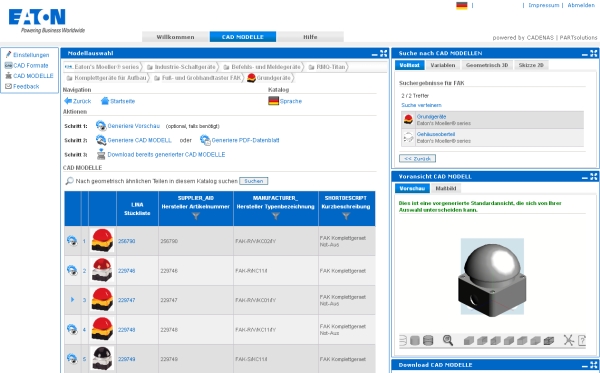 3D CAD Downloadportal von Eaton