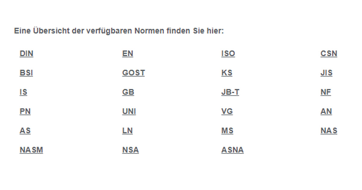 Normen für die Konstruktion in PARTsolutions